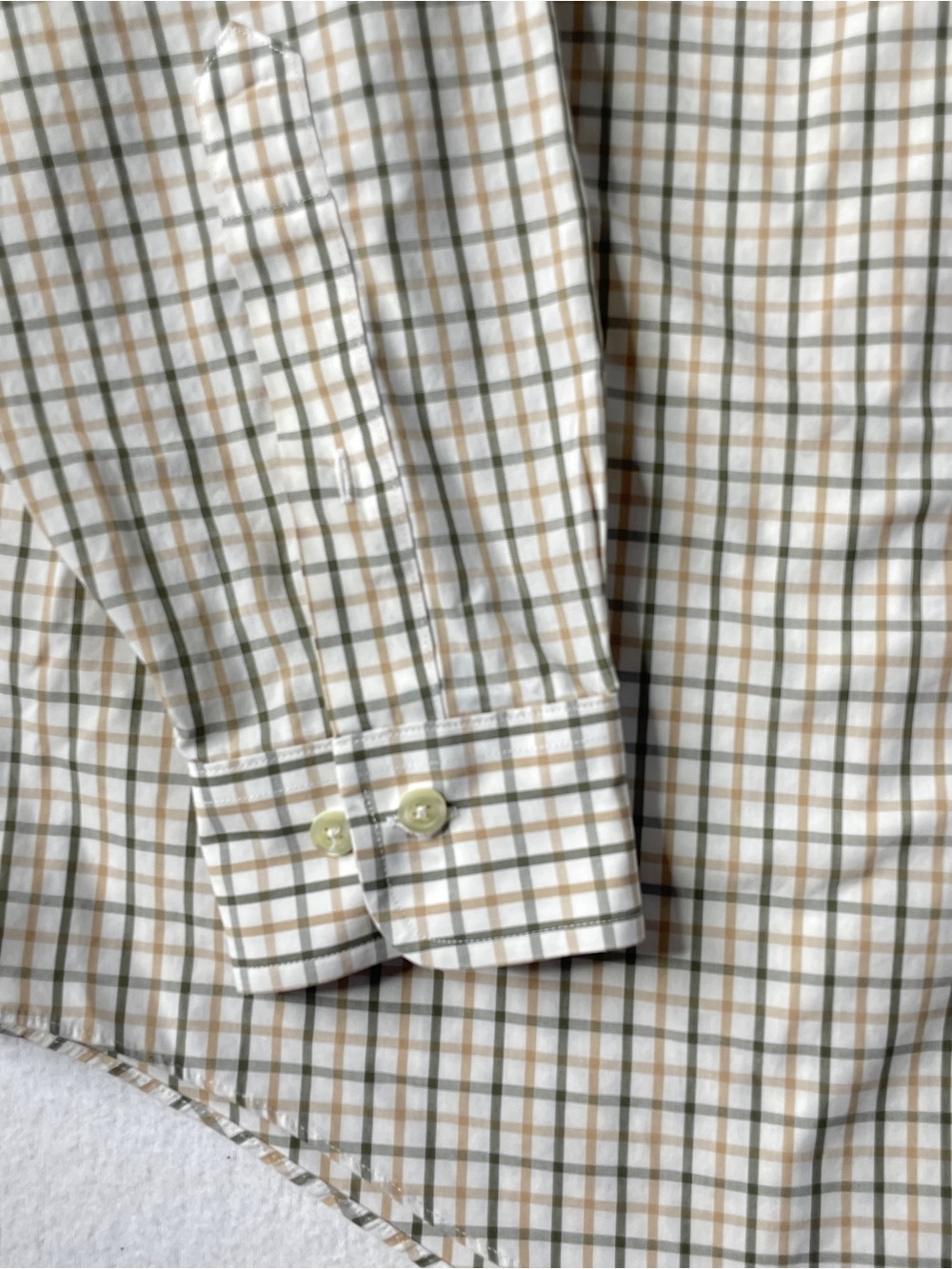 Brooks Brothers Button Down Shirt Men's Large Tan Green Plaid Long Sleeve Preppy - Picture 5 of 6